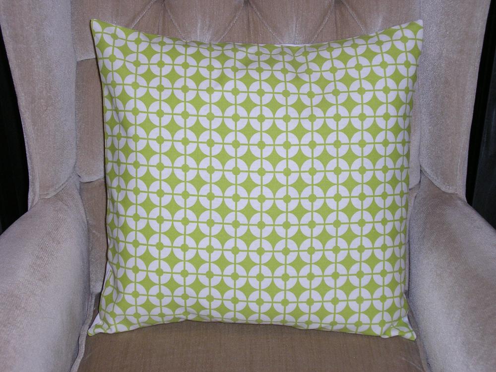 Decorative Accent Pillow Cover 18 X 18 Green & Cream Colored